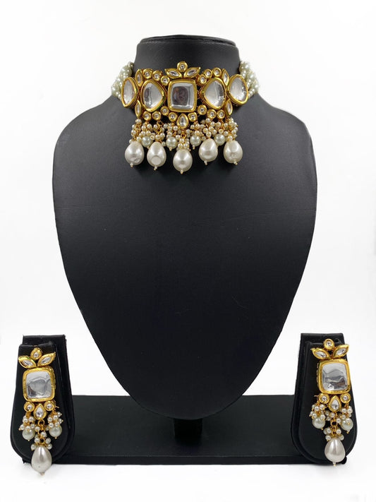 Statement Look Big Kundan And Pearls Choker Set For Girls Choker Necklace Set