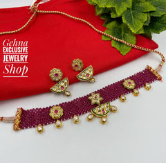 Statement Ruby Hydro Chatai Choker For Ladies By Gehna Shop Choker Necklace Set