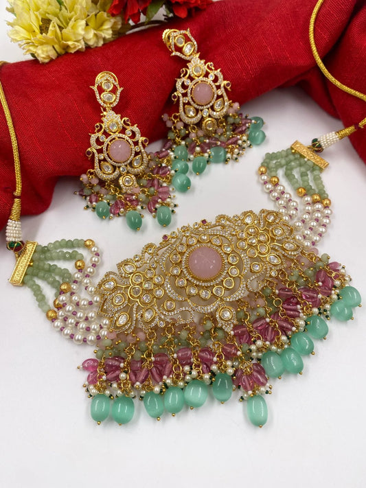 Stunning AD Kundan Statement Choker Set For Women By Gehna Shop Choker Necklace Set