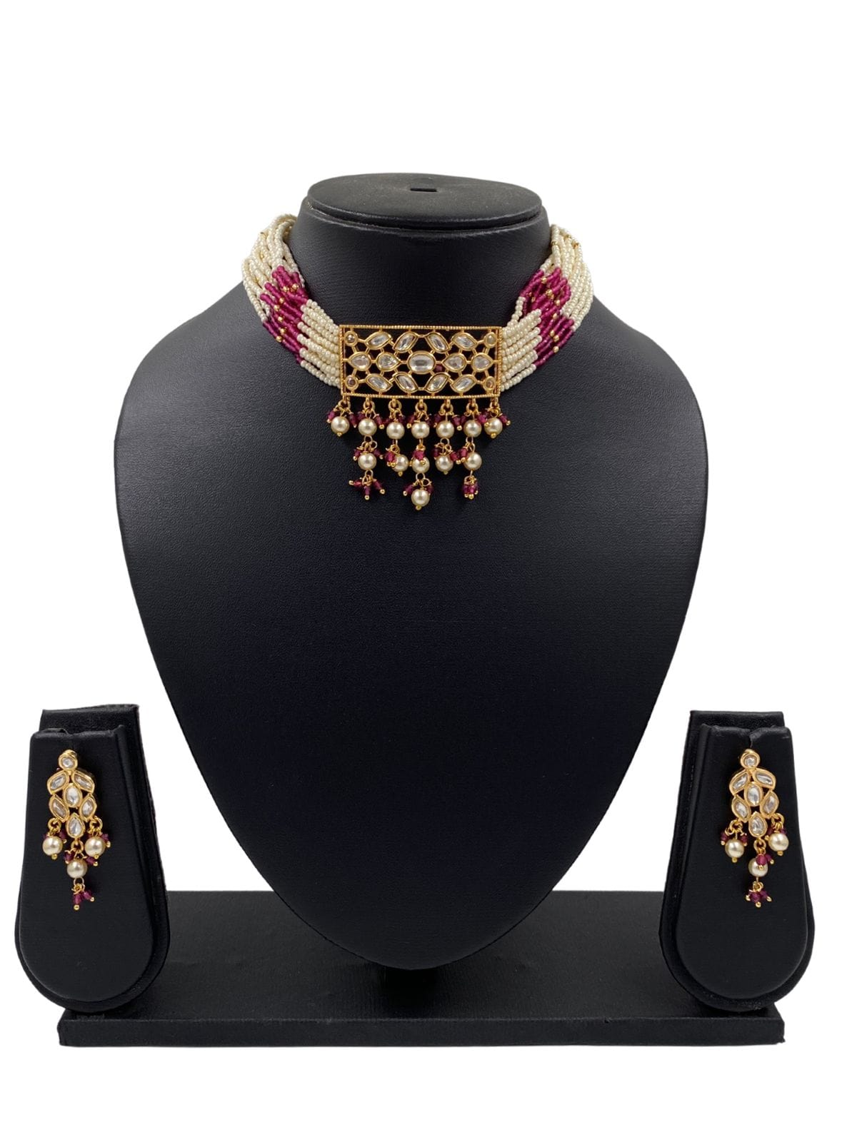 Supriyaa Simple Kundan And Pearl Choker By Gehna Shop Choker Necklace Set