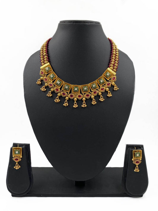Tapsi Antique Gold Short Necklace Set By Gehna Shop Antique Golden Necklace Sets