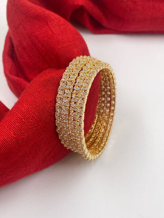 Traditional American Diamond Gold Plated Bangles For Ladies By Gehna Shop (Set of 4) Bracelets