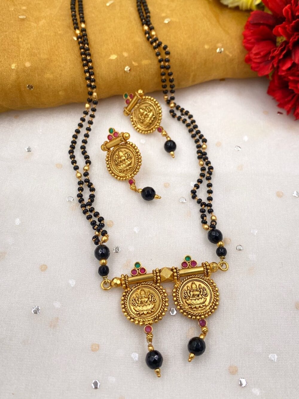 Traditional Antique Gold Plated Lakshmi Coin Mangalsutra For Women By Gehna Shop Mangalsutras
