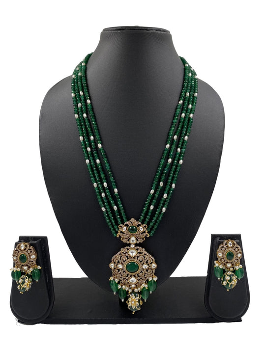 Traditional Antique Polki And AD Pendant Necklace For Women Victorian Necklace Sets