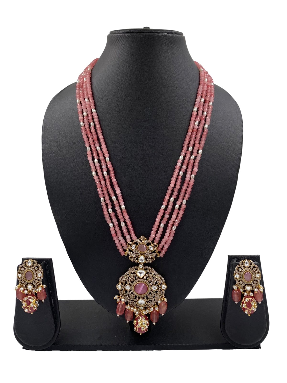 Traditional Antique Polki And AD Pendant Necklace For Women Victorian Necklace Sets