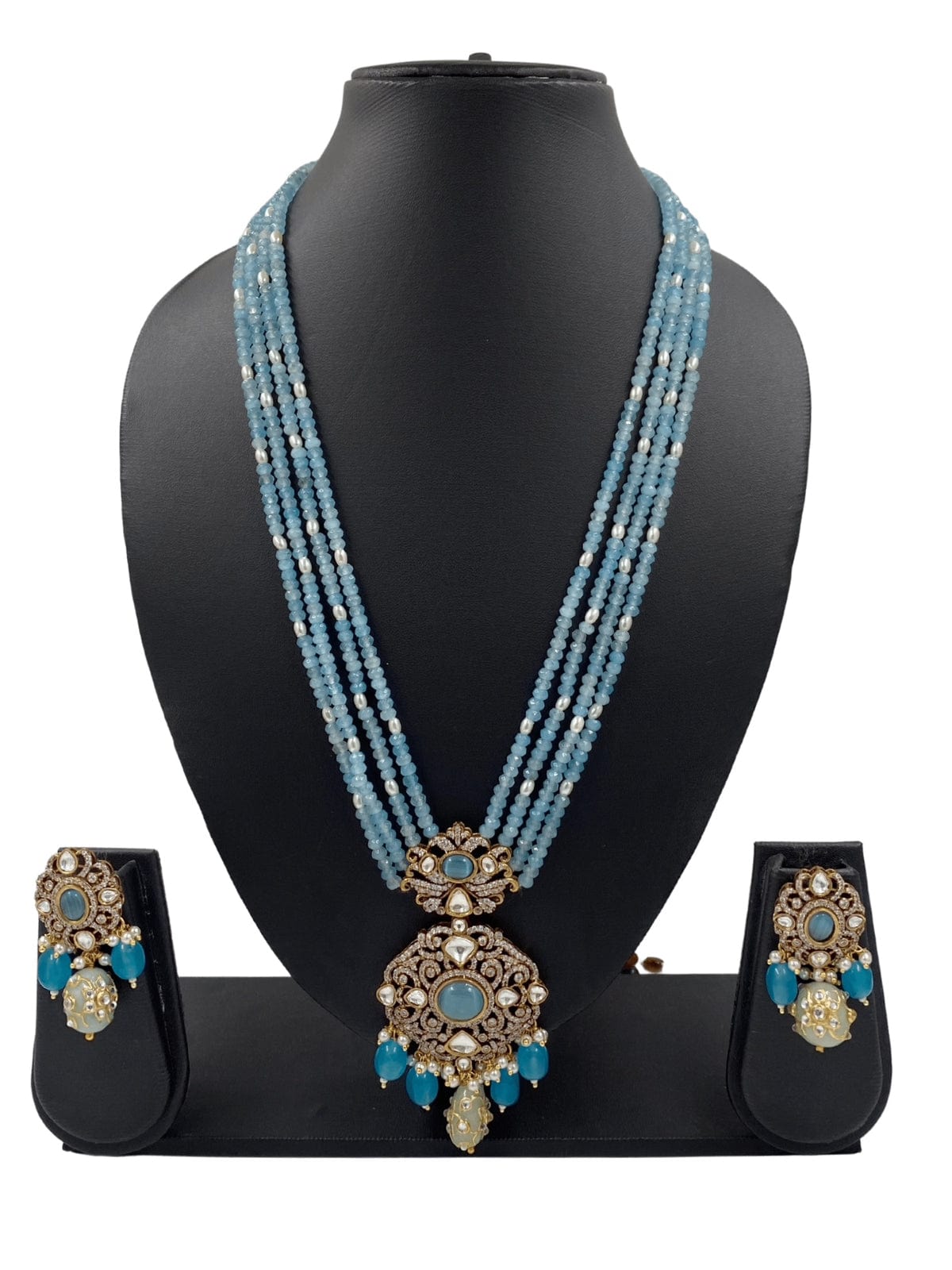 Traditional Antique Polki And AD Pendant Necklace For Women Victorian Necklace Sets