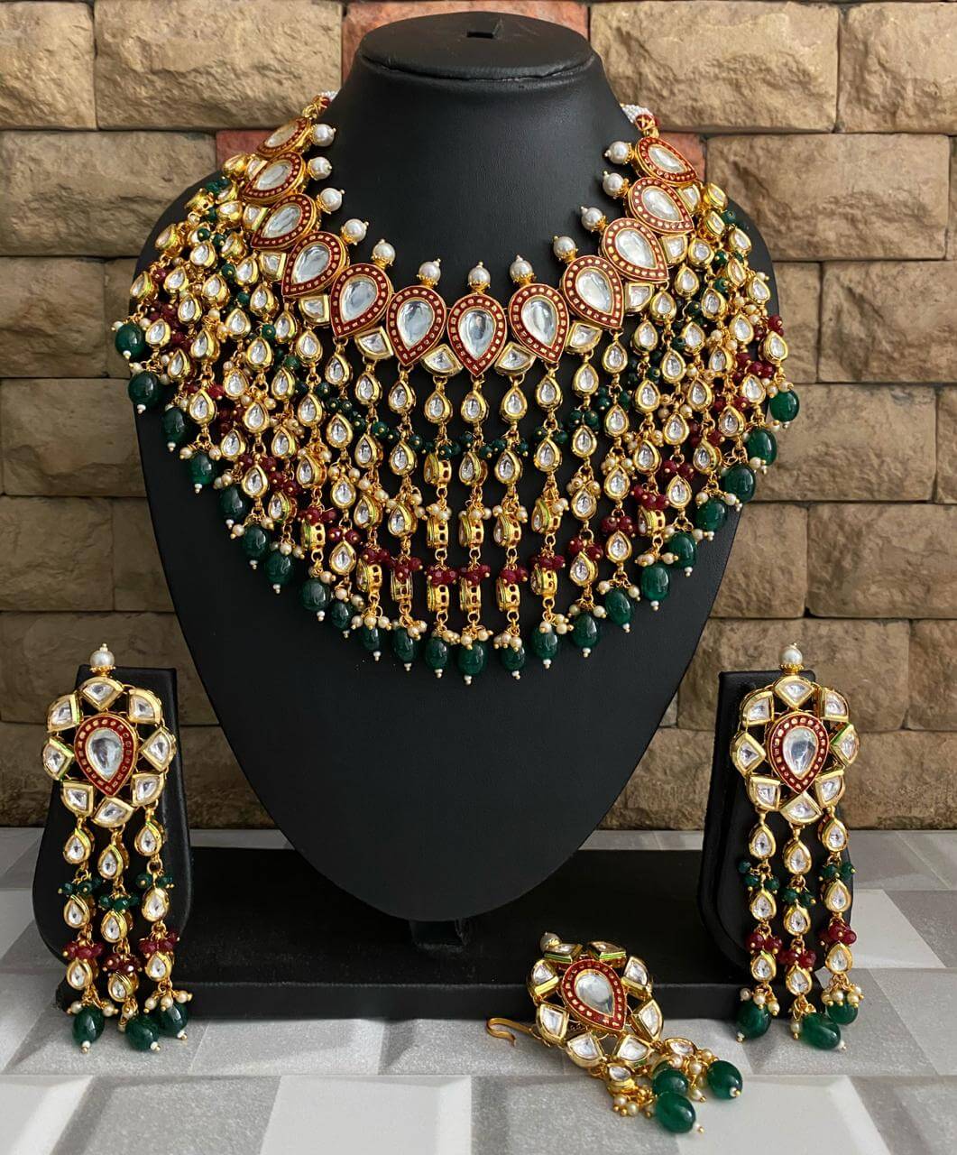 Traditional Bridal Kundan Necklace Set Gold Plated For Ladies Bridal Necklace Sets