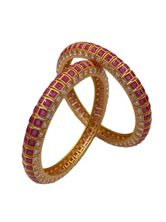 Traditional Designer Gold Plated Kundan And Ruby Bangles For Ladies By Gehna Shop Kundan Bangles