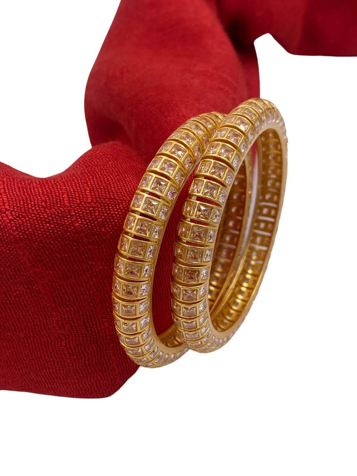 Traditional Designer Gold Plated Simple Kundan Bangles For Ladies By Gehna Shop Kundan Bangles