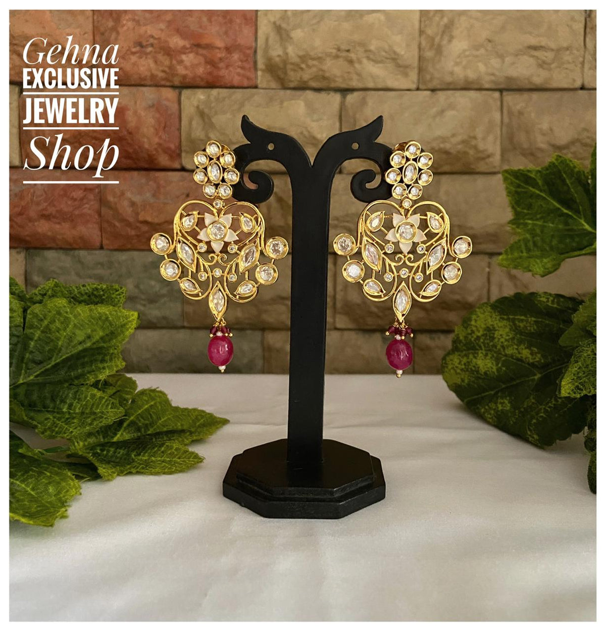 Traditional Designer Gold Toned Party Kundan Fashionable Earrings Kundan Earrings