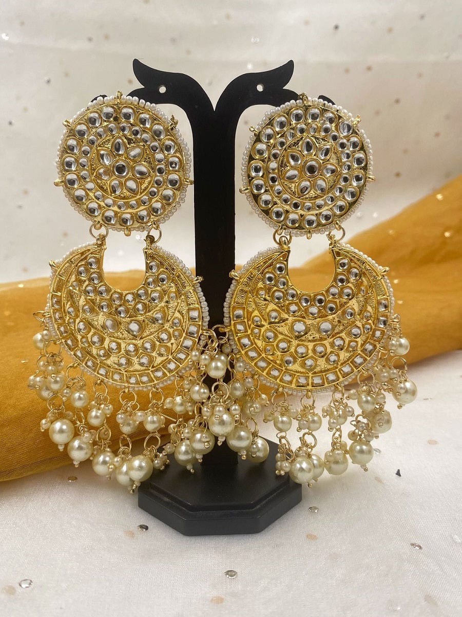 Traditional Embellished Kundan Chandbali For Weddings And Parties By Gehna Shop Chanbali Earrings
