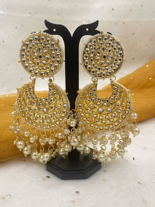 Buy Kundan Chandbali Earring, South Indian Kundan Jewelry, Bollywood  Fashion Earrings, Gold Plated Polki Earrings, Designer Long Earring, Online  in India - Etsy