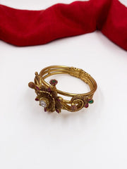 Traditional Gold Plated Antique Gold Kada Bangle By Gehna Shop Bracelets