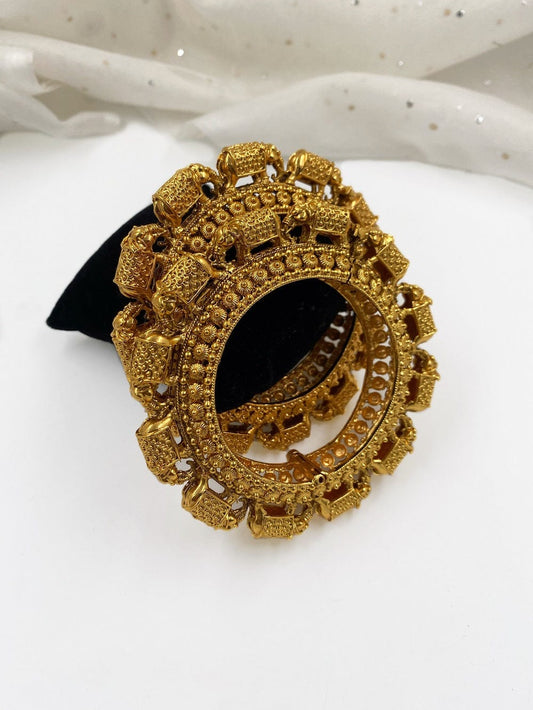 Traditional Gold Plated Antique Golden Elephant Bangles By Gehna Shop Antique Golden Bangles