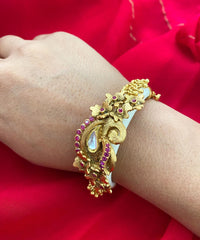 Traditional Gold Plated Antique Golden Kada Bracelet By Gehna Shop Bracelets