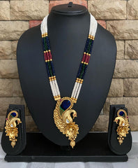 Traditional Gold Plated Antique Golden Peacock Pendant Necklace Set By Gehna Shop Antique Golden Necklace Sets