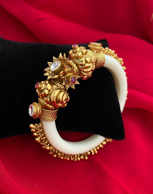 Traditional Gold Plated Antique Kada Bangle Bracelet For Ladies By Gehna Shop Bracelets