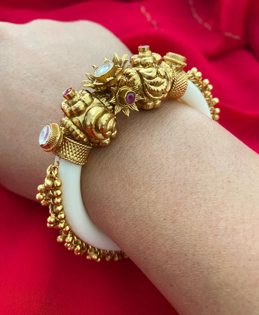 Traditional Gold Plated Antique Kada Bangle Bracelet For Ladies By Gehna Shop Bracelets