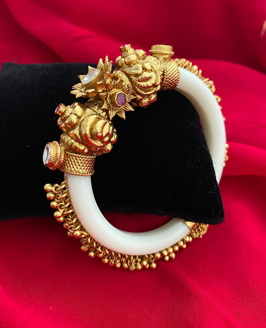 Traditional Gold Plated Antique Kada Bangle Bracelet For Ladies By Gehna Shop Bracelets