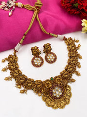 Traditional Gold Plated Antique Lakshmi Coin Gold Necklace Set For Ladies By Gehna Shop Temple Necklace Sets