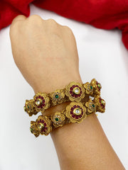 Traditional Gold Plated Antique Pacheli Bangles For Ladies By Gehna Shop Antique Golden Bangles