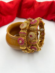 Traditional Gold Plated Antique Pacheli Bangles For Women By Gehna Shop Antique Golden Bangles