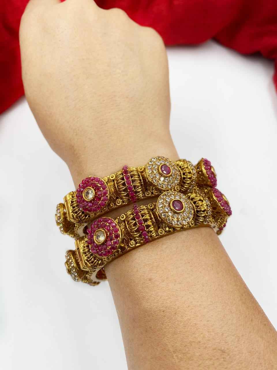 Traditional Gold Plated Antique Pacheli Bangles For Women By Gehna Shop 2x8