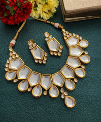 Traditional Gold Plated Big Polki Kundan Necklace Set For Women By Gehna Shop Kundan Necklace Sets