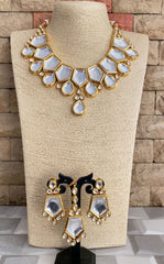 Traditional Gold Plated Big Polki Kundan Necklace Set For Women By Gehna Shop Kundan Necklace Sets