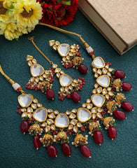 Traditional Gold Plated Bridal Polki Kundan Necklace Set By Gehna Shop Bridal Necklace Sets