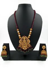 Traditional Gold Plated Designer Long Lakshmi Necklace Set For Ladies By Gehna Shop Temple Necklace Sets