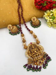 Traditional Gold Plated Designer Long Lakshmi Necklace Set For Ladies By Gehna Shop Temple Necklace Sets