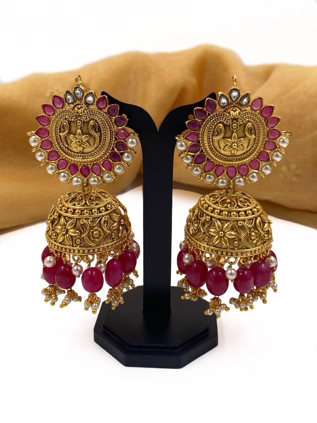 Traditional Gold Plated Exclusive Golden Jhumka For Ladies By Gehna Shop Jhumka earrings
