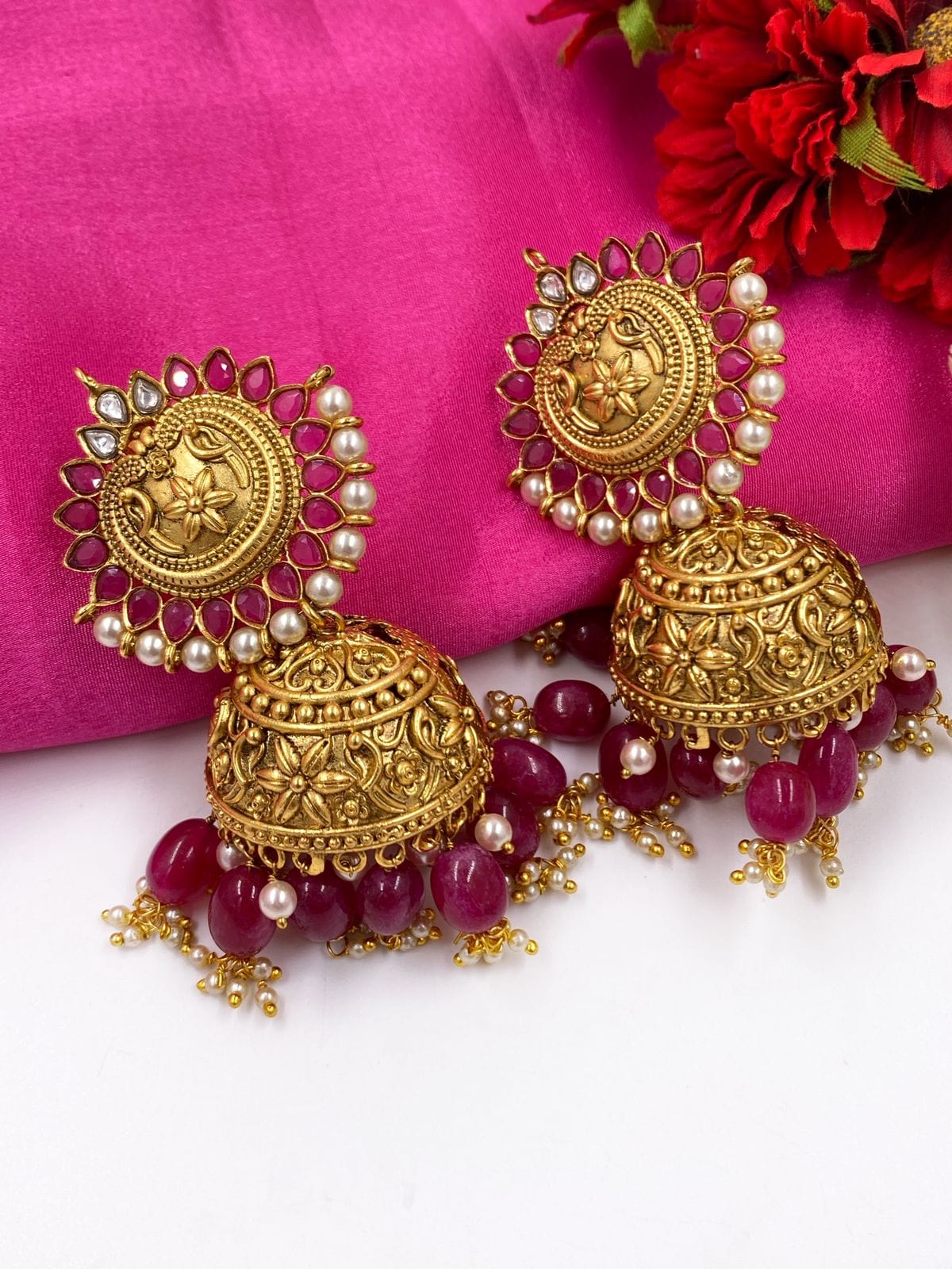 Traditional Gold Plated Exclusive Golden Jhumka For Ladies By Gehna Shop Jhumka earrings