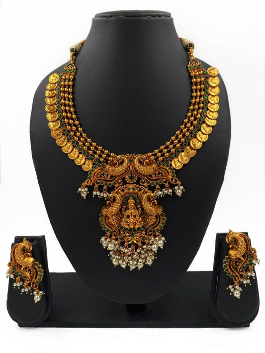 Traditional Gold Plated Goddess Lakshmi Temple Necklace Set For Ladies By Gehna Shop Bridal Necklace Sets