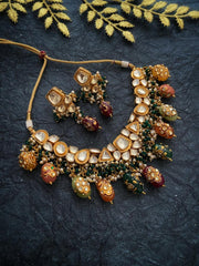 Traditional Gold Plated Jadau Kundan Bridal Necklace Set For Ladies Kundan Necklace Sets
