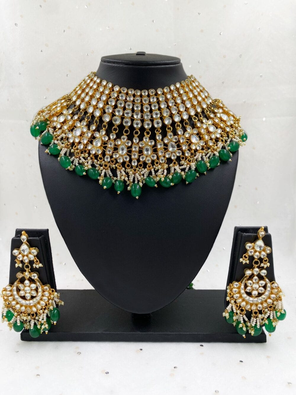 Traditional Gold Plated Jadau Kundan Bridal Necklace Set For Weddings by Gehna Shop Bridal Necklace Sets
