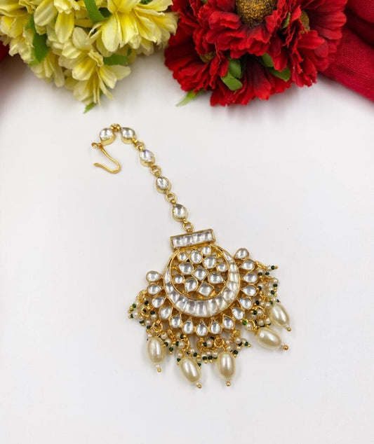 Traditional Gold Plated Jadau Kundan Maang Tikka By Gehna Shop Maang Tikka