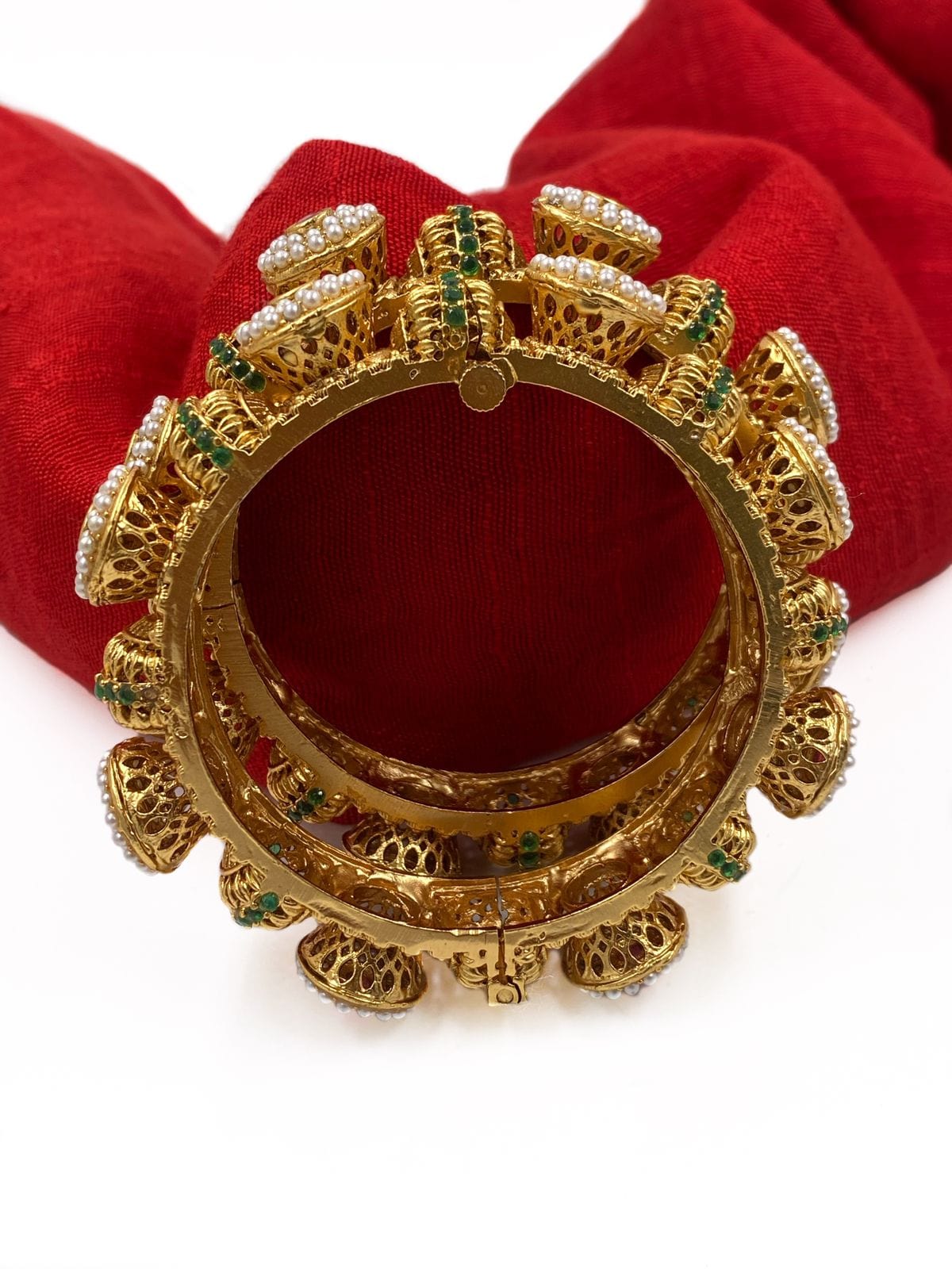 Traditional Gold Plated Jadau Pacheli Bangle Set For Women By Gehna Shop Antique Golden Bangles
