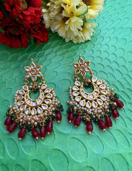 Traditional Gold Plated Kundan Chandbali Earrings For Weddings By Gehna Shop Kundan Earrings