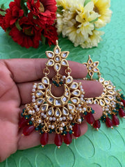 Traditional Gold Plated Kundan Chandbali Earrings For Weddings By Gehna Shop Kundan Earrings