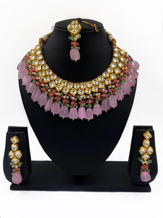 Traditional Gold Plated Kundan Necklace Set For Weddings by Gehna Shop Kundan Necklace Sets