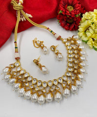 Traditional Gold Plated Kundan Necklace Set With Pearls By Gehna Shop Kundan Necklace Sets