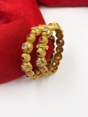 Traditional Gold Plated Kundan Ruby Bangles For Women By Gehna Shop Antique Golden Bangles