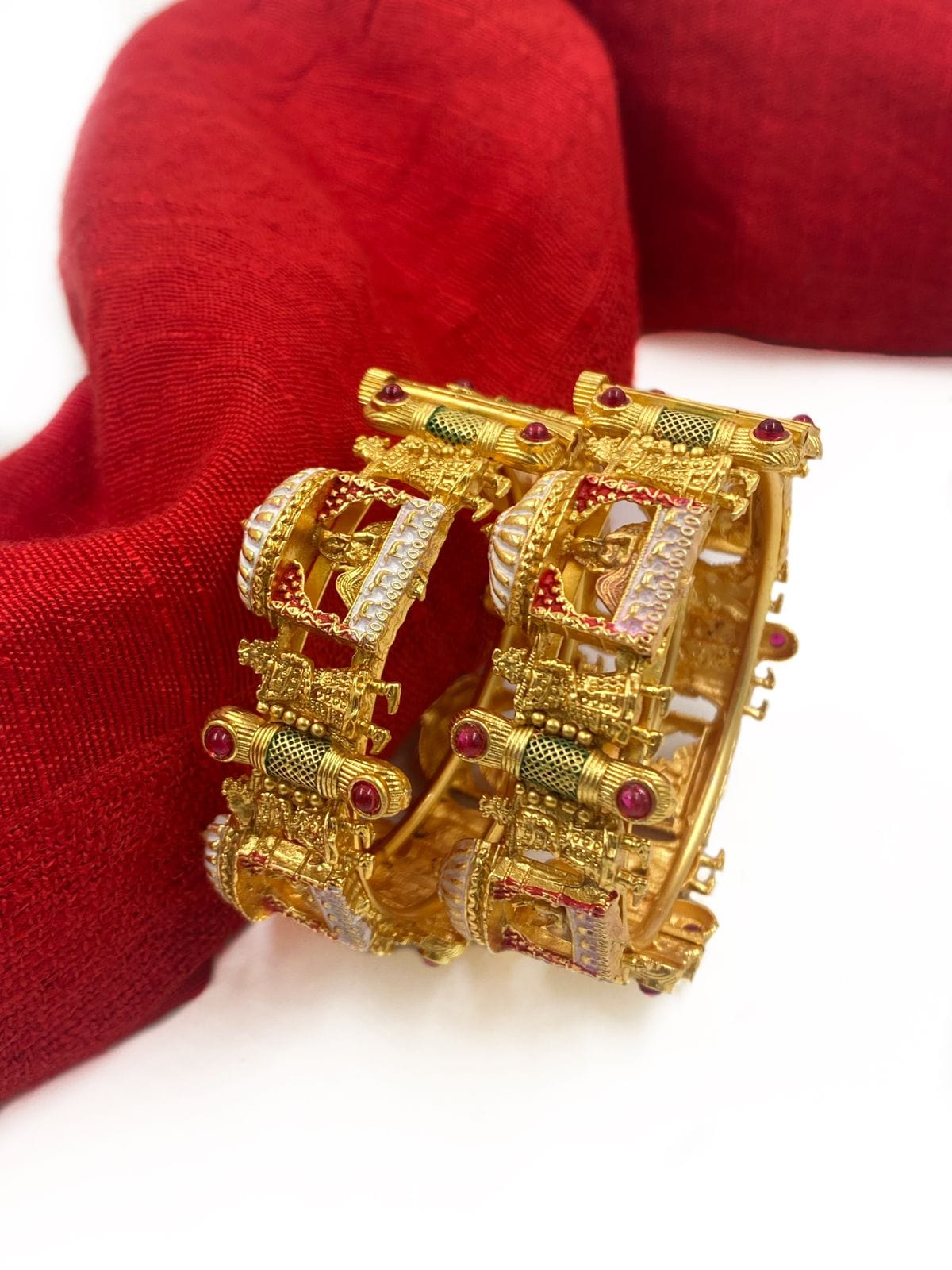 Traditional Gold Plated Latest Designer Doli Baarat Meenakari Bangles For Brides By Gehna Shop Antique Golden Bangles
