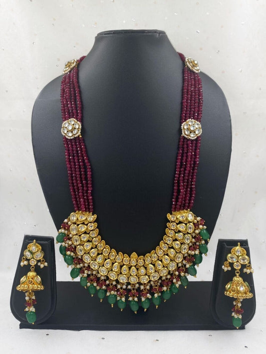 Traditional Gold Plated Long Bridal Kundan Necklace Set By Gehna Shop Bridal Necklace Sets