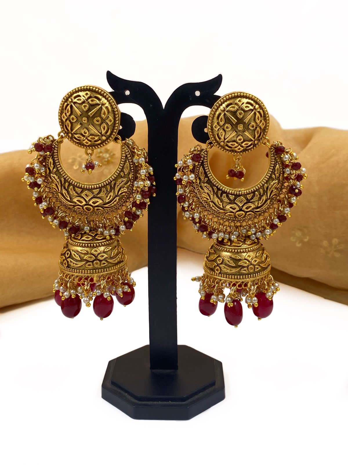 Traditional Gold Plated Long Golden Jhumka Earrings For Ladies By Gehna Shop Jhumka earrings
