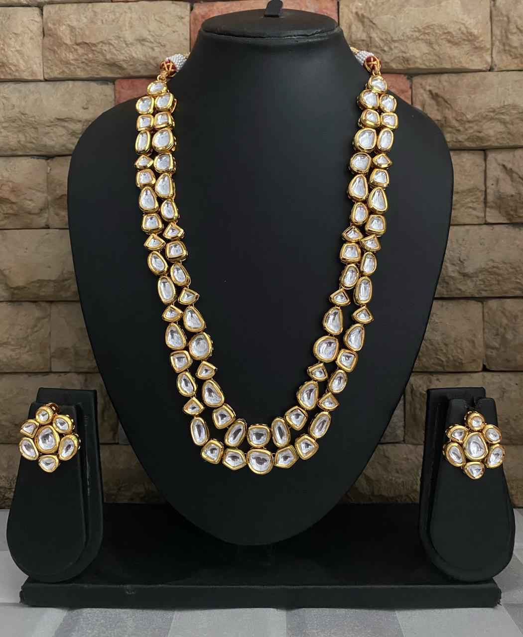 Buy Long Layered Kundan Necklace For Weddings – Gehna Shop