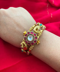 Traditional Gold Plated Openable Antique Kada Bangle For Ladies By Gehna Shop Bracelets