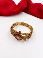 Traditional Gold Plated Openable Antique Kada Bangle For Ladies By Gehna Shop Bracelets